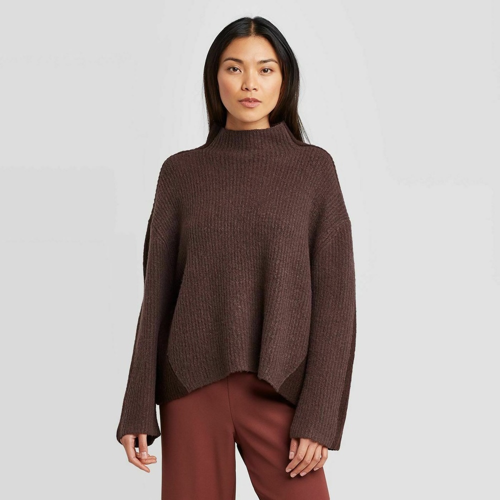 Prologue Sz Large Pullover Sweater Brown Chunky